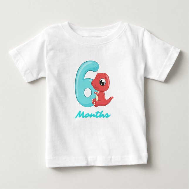T-shirt Pour Bébé T-shirt bébé dinosaure mignon de six mois (Devant)