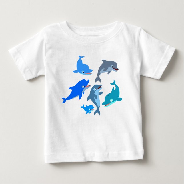 T-shirt Pour Bébé T-shirt bébé Dolphin Pod Cartoon mignon (Devant)