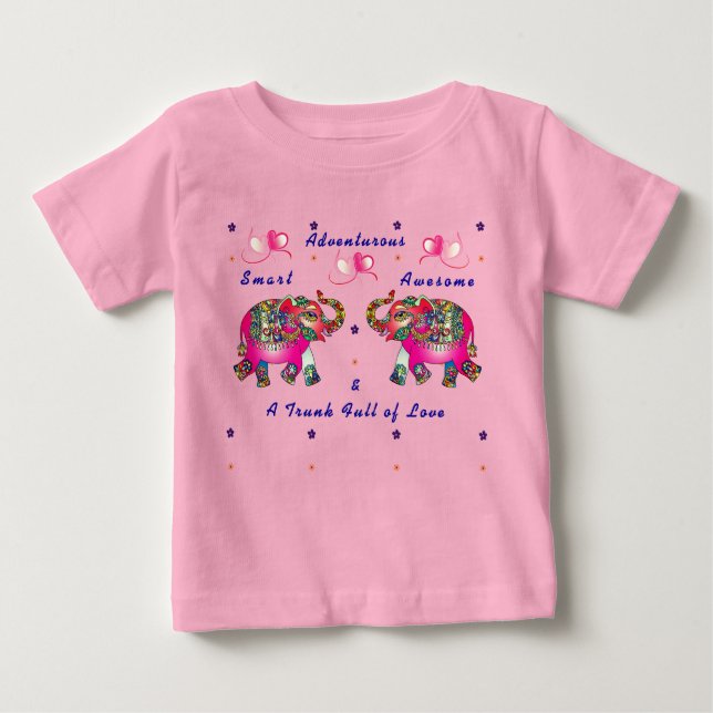 T-shirt Pour Bébé T-shirt bébé éléphant artistique mignon et tendanc (Devant)