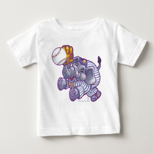 T-shirt Pour Bébé T-shirt bébé éléphant de baseball (Devant)