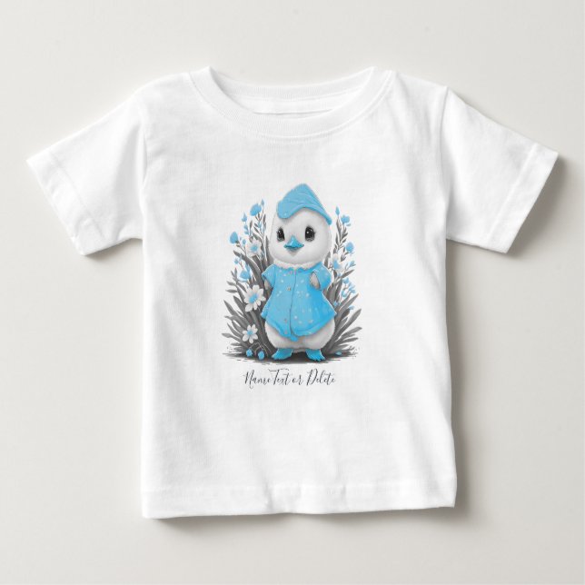 T-shirt Pour Bébé T-Shirt Bébé Fleurs Bleues Canard Aquarelle (Devant)