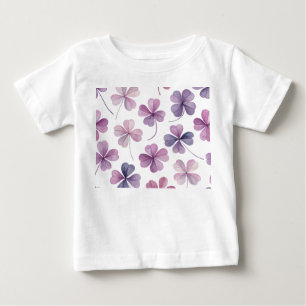 T-shirt Pour Bébé “T-shirt bébé – Fleurs de trèfle rose et violet”