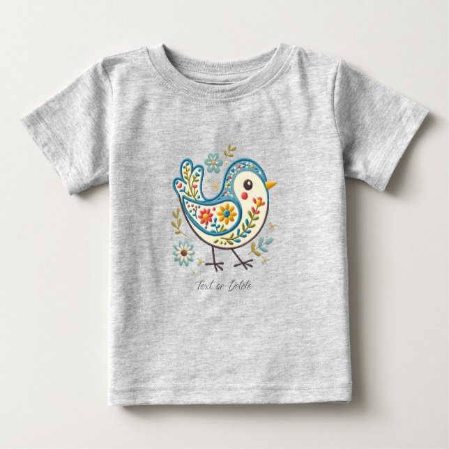 T-shirt Pour Bébé T-Shirt bébé floral Blue Bird (Devant)