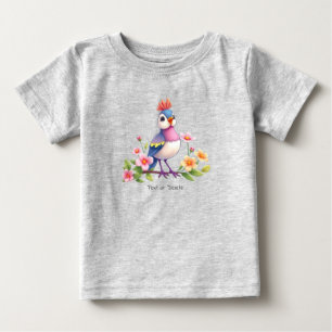 T-shirt Pour Bébé T-shirt bébé floral oiseau bleu rose mignon