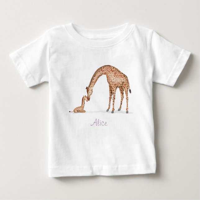 T-shirt Pour Bébé T-shirt bébé girafe et girafe (blanc) (Devant)
