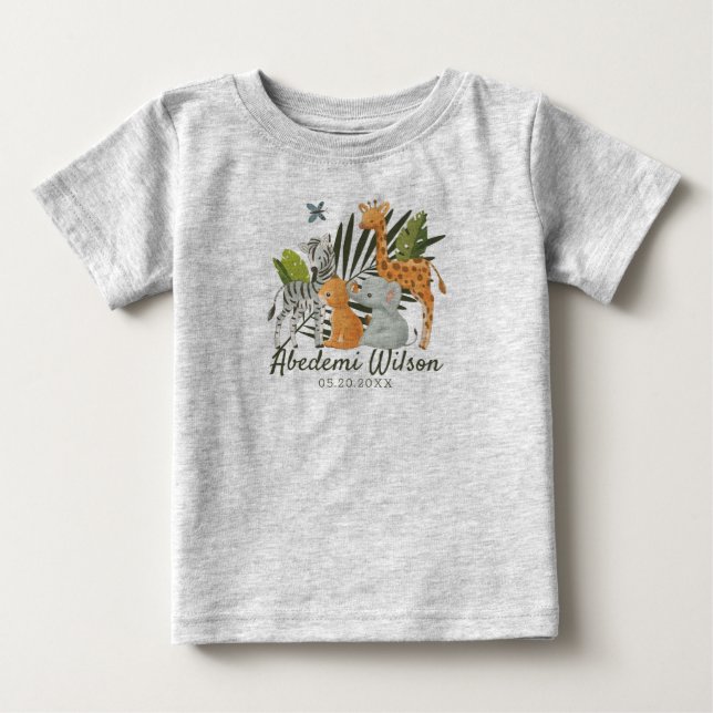 T-shirt Pour Bébé T-shirt bébé Jungle Safari Baby shower (Devant)