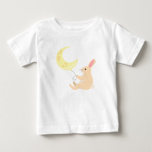 T-shirt Pour Bébé T-shirt bébé lapin et lune (Devant)