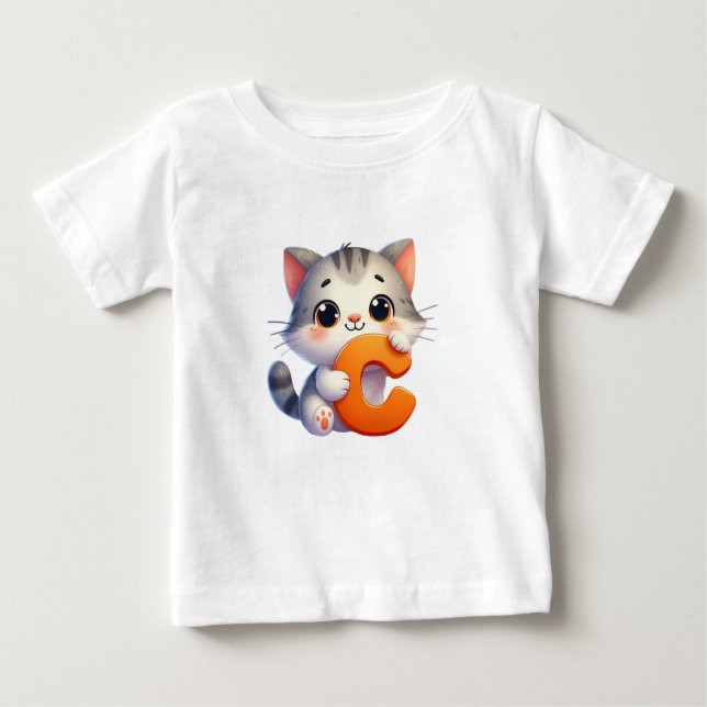 T-shirt Pour Bébé T-shirt bébé lettre C chat (Devant)