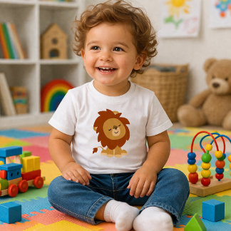 T-shirt Pour Bébé T-shirt bébé lion de dessin animé mignon et paisib