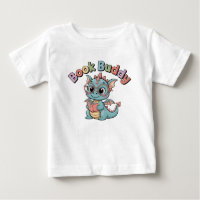 T-shirt bébé lisant un livre avec un dragon mignon