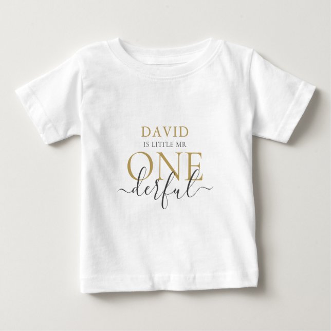 T-shirt Pour Bébé T-Shirt Bébé Little Mr ONEderful Personnalisé (Devant)