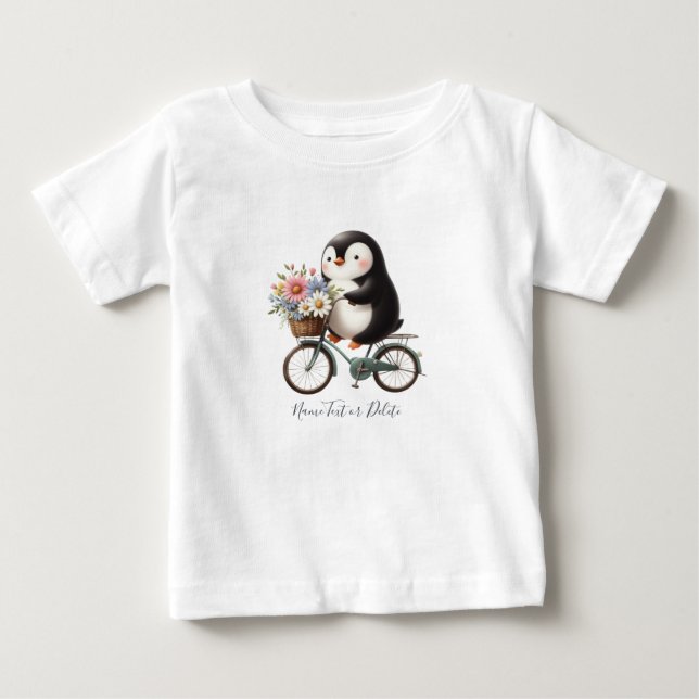 T-shirt Pour Bébé T-Shirt Bébé Manchot Floral Vélo (Devant)