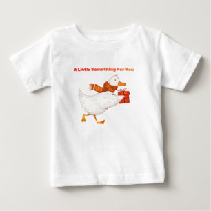 T-shirt Pour Bébé T-shirt bébé Oie Mignonne Tenant un Cadeau