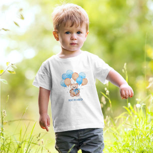 T-shirt Pour Bébé T-shirt bébé ours en peluche ballons bleus