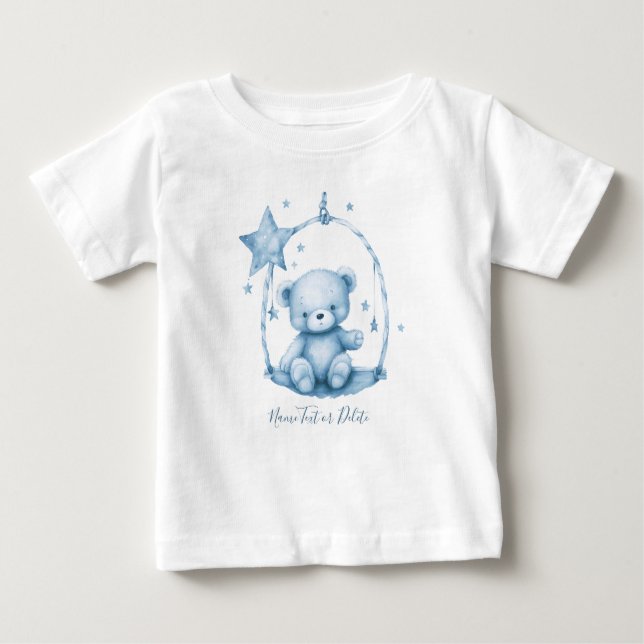 T-shirt Pour Bébé T-Shirt Bébé Ours en Peluche Bleu (Devant)