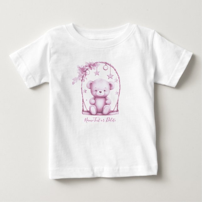 T-shirt Pour Bébé T-Shirt bébé ours en peluche rose (Devant)