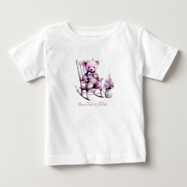 T-shirt Pour Bébé T-shirt bébé ours rose aquarelle (Devant)