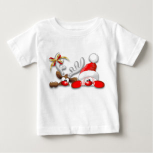 T-shirt Pour Bébé T-shirt bébé Père Noël et Reindeer caricature drôl
