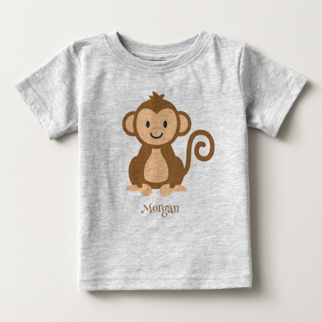 T-shirt Pour Bébé T-shirt bébé singe mignon personnalisé (Devant)