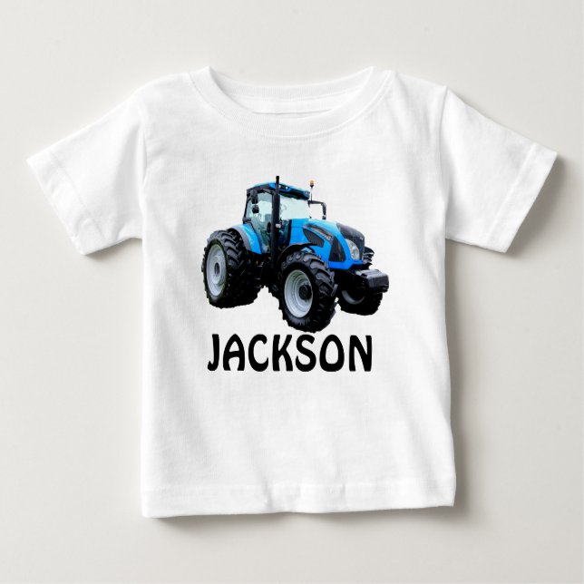 T-shirt Pour Bébé T-shirt bébé Tracteur bleu moderne (Devant)
