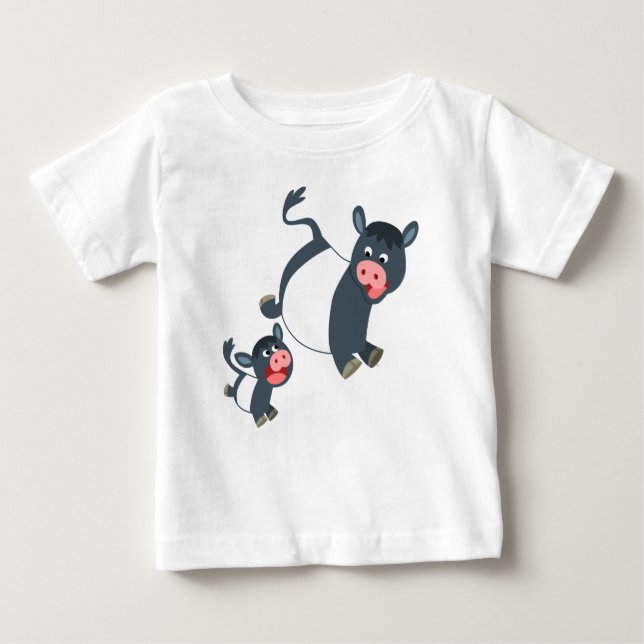 T-shirt Pour Bébé T-shirt Bébé Vache et Veau à ceinture (Devant)