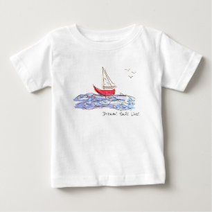 T-shirt Pour Bébé T-shirt bébé Voile de rêve Bateau en mer Mouettes
