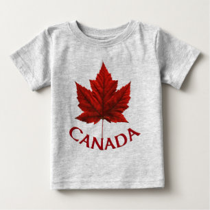 T-shirt Pour Bébé T-shirt canadien bébé Chemise rouge Feuille d'érab