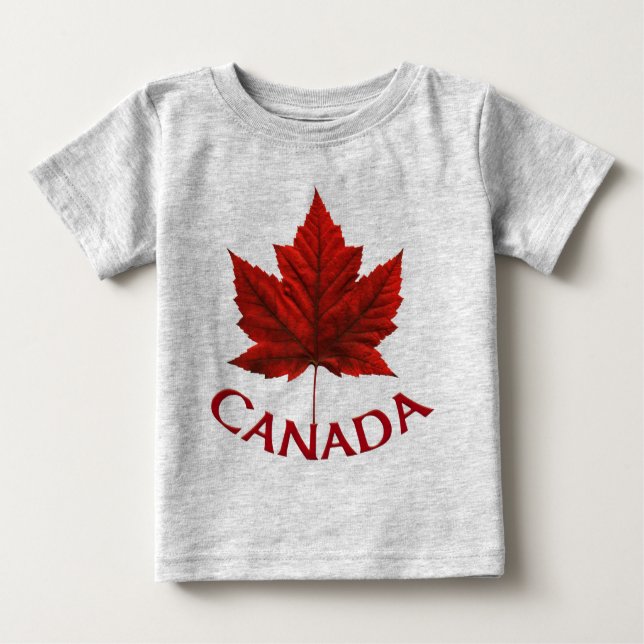 T-shirt Pour Bébé T-shirt canadien bébé Chemise rouge Feuille d'érab (Devant)