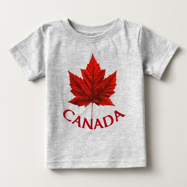 T-shirt Pour Bébé T-shirt canadien bébé Chemise rouge Feuille d'érab (Devant)