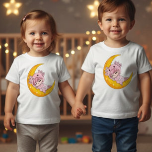T-shirt Pour Bébé T-Shirt Chibi Axolotl Bébé Endormi Lune