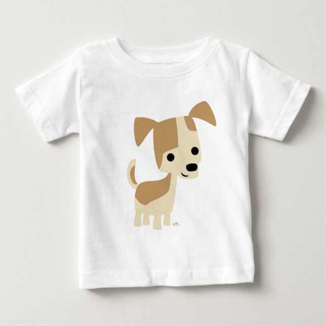 T-shirt Pour Bébé T-shirt de bébé chien de dessin curieux (Devant)