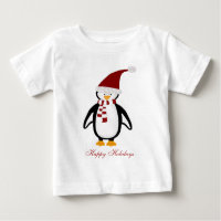 T-shirt de bébé de pingouin de Noël