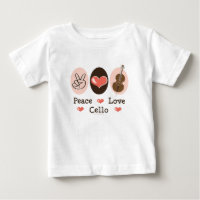 T-shirt de bébé de violoncelle d'amour de paix