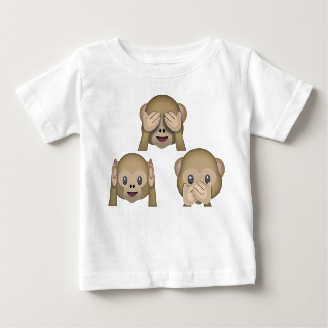 T-shirt Pour Bébé T-shirt de bébé d'Emoji de trois singes (Devant)