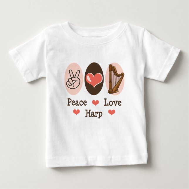 T-shirt Pour Bébé T-shirt de bébé d'harpe d'amour de paix (Devant)