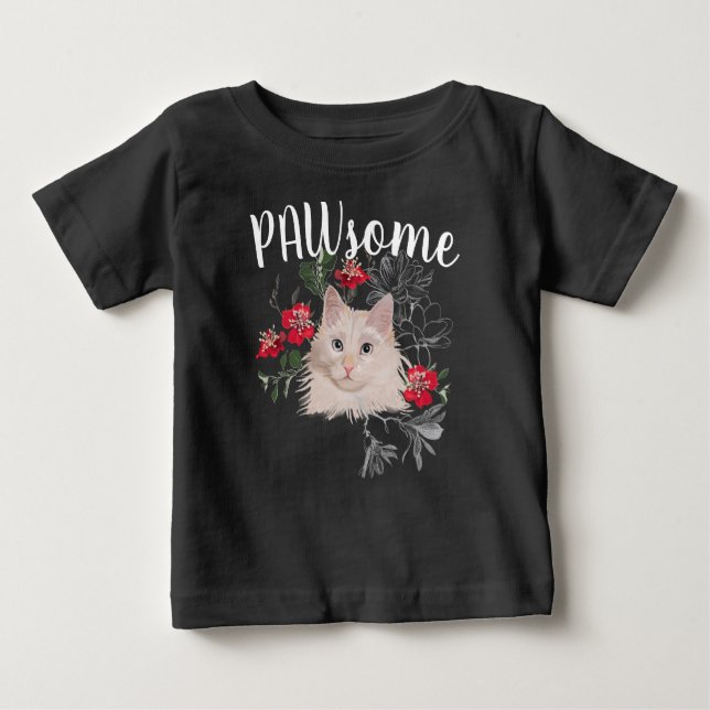 T-shirt Pour Bébé T-shirt de bébé - un chat avec patte (Devant)