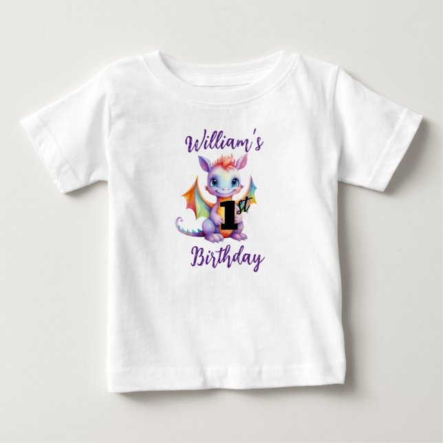 T-shirt Pour Bébé T-shirt Dragon Bébé 1er anniversaire (Devant)