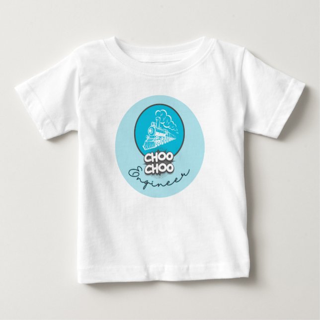 T-shirt Pour Bébé T-Shirt Enfant Conducteur de Train Bleu Bébé Choo  (Devant)