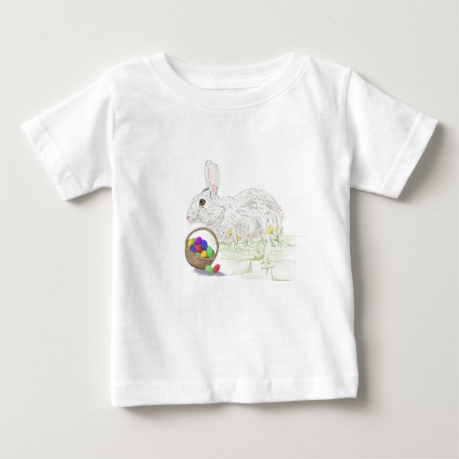 T-shirt Pour Bébé T-shirt fin bébé lapin de Pâques (Devant)