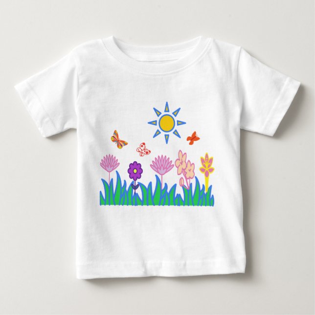 T-shirt Pour Bébé T shirt flores mariposas sol naturaleza Camiceta (Devant)