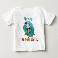 T-shirt Happy Halloween fille bébé sirène
