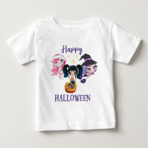 T-shirt Pour Bébé T-shirt Happy Halloween fille bébé sirène t-shirt