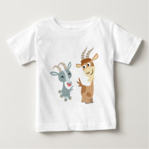 T-shirt Pour Bébé T-shirt heureux mignon de bébé de deux chèvres 