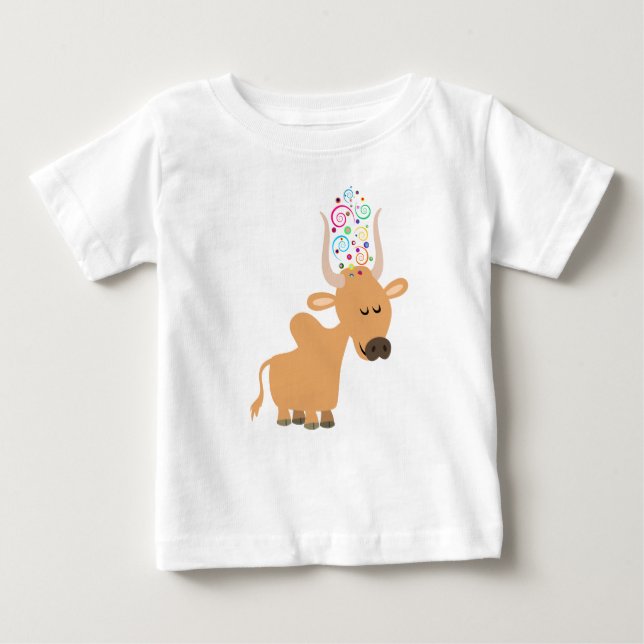 T-shirt Pour Bébé T-shirt heureux mignon de bébé de vache à Brahman (Devant)