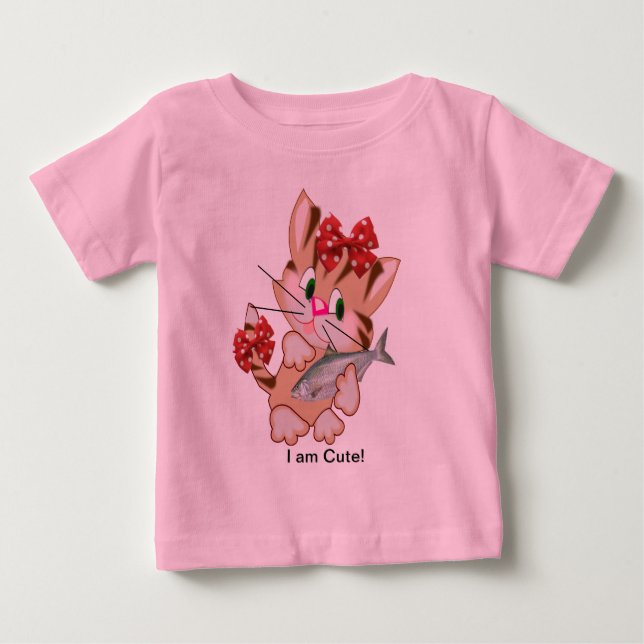 T-shirt Pour Bébé T-shirt Kitty avec poisson bébé (Devant)