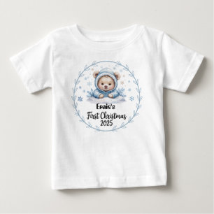 T-shirt Pour Bébé T-Shirt-Personalized Baby First Xmas 2025-Boy