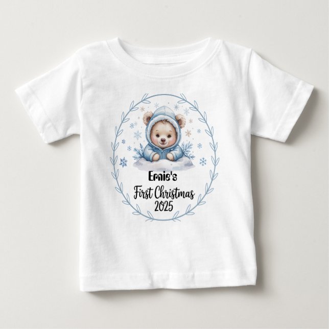 T-shirt Pour Bébé T-Shirt-Personalized Baby First Xmas 2025-Boy (Devant)