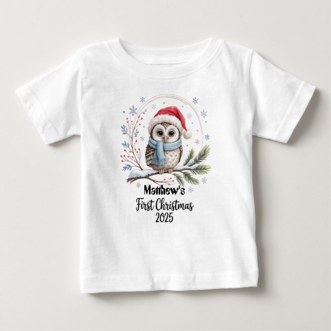 T-shirt Pour Bébé T-Shirt-Personalized Baby's First Xmas 2025-Boy (Devant)