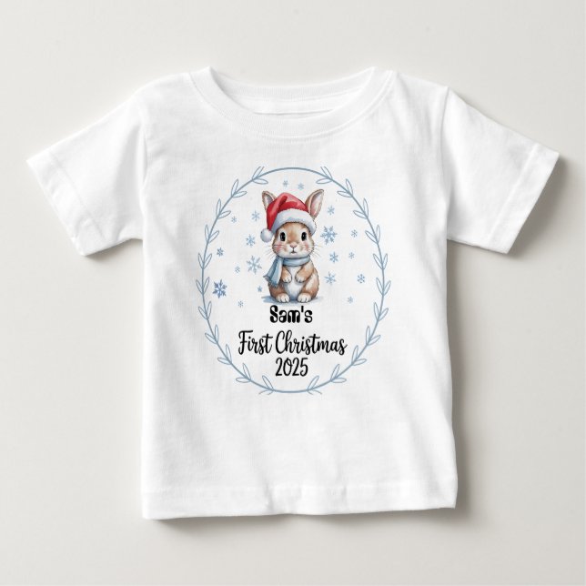 T-shirt Pour Bébé T-Shirt-Personalized Baby's First Xmas 2025-Boy (Devant)