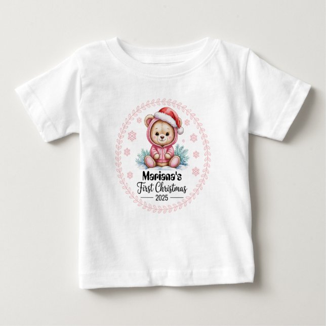T-shirt Pour Bébé T-Shirt-Personnalisé Baby's Christmas 2025-Girl (Devant)